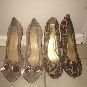 Two pair of size 11 51/2” heels Lace & Leopard